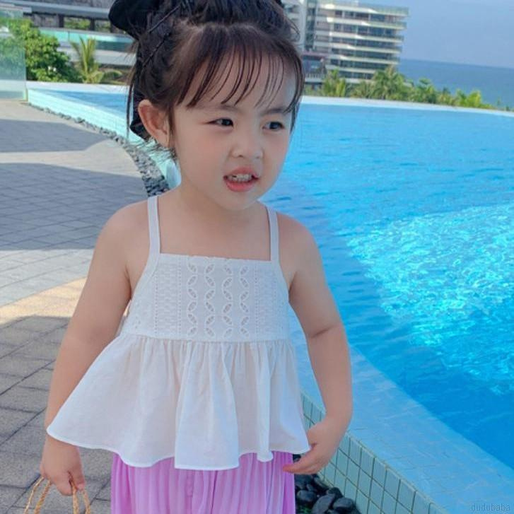 Áo kiểu màu trơn mềm thoáng khí phong cách hè cho bé gái