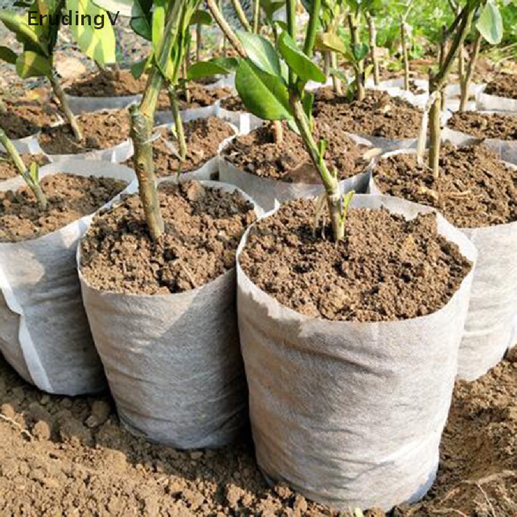 Set 100 Túi Trồng Cây Bằng Vải Không Dệt Phân Hủy Sinh Học Nhiều Kích Cỡ