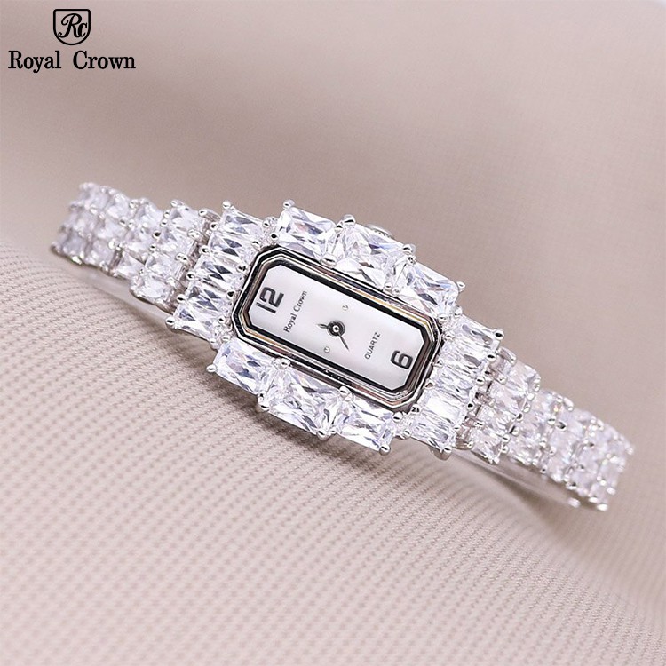 Đồng Hồ Nữ Chính Hãng Royal Crown 3612 Jewelry Dây Kim Loại Đính Đá Chống Nước Chống Xước