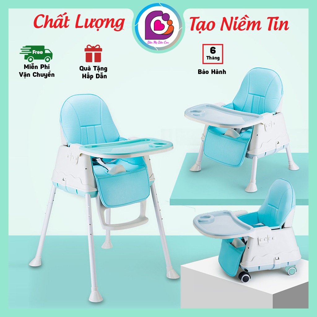 Ghế ăn dặm Hanbei, ghế ăn dặm cho bé gấp gọn có bàn ăn dặm kèm đệm da cao cấp  FREESHIP