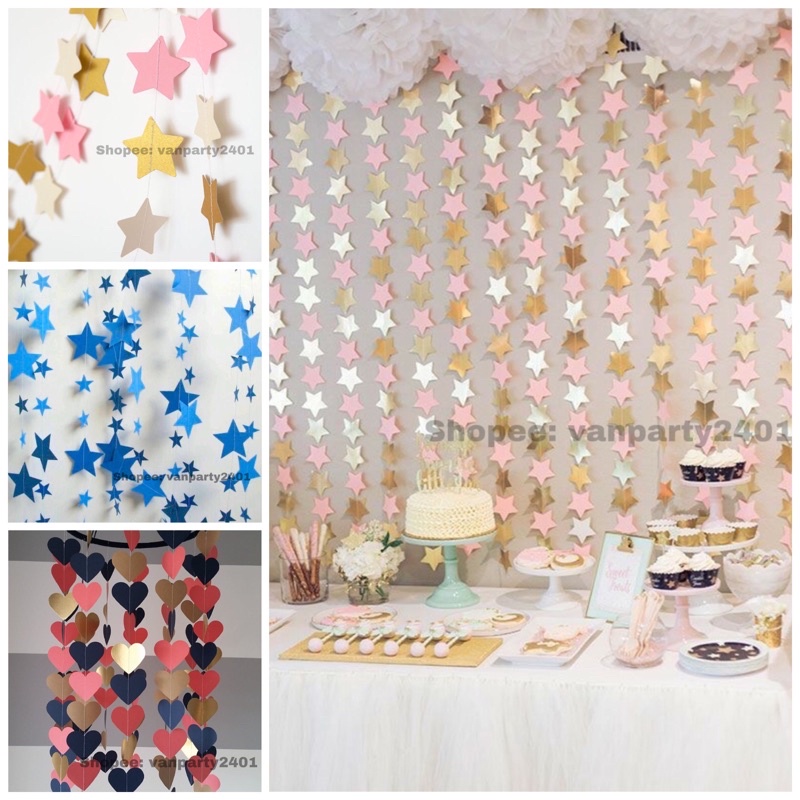 Dây sao ánh kim trang trí sinh nhật, party, sự kiện, tiệc cưới, thôi nôi, khai trương, Noel…