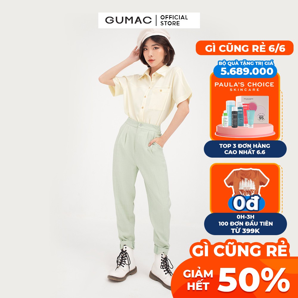[Mã WABRGU50 giảm 10% đơn 250K] Áo sơ mi nữ tay ngắn GUMAC năng động, cá tính nhiều màu đủ size AB428