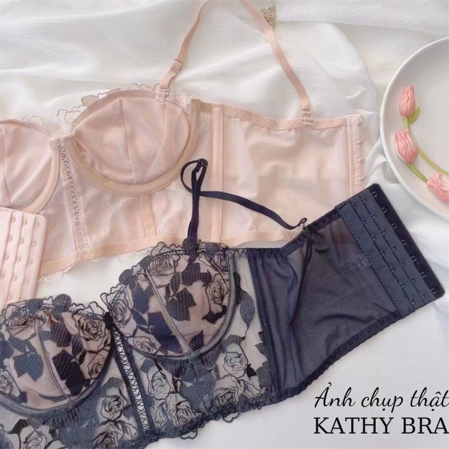 A32 Áo Bra Ren Dáng Corset KATHY BRA Nữ Định Hình Thêu Hoa Nổi Siêu Hót Sexy Quyến Rũ Gợi Cảm