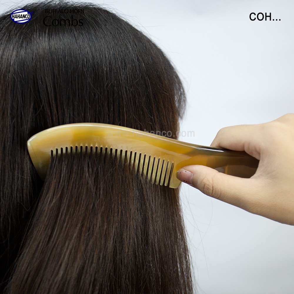 Lược sừng xuất Nhật - COH141 (Size: M - 16cm) Lược chuôi vát - Horn Comb of HAHANCO - Chăm sóc tóc