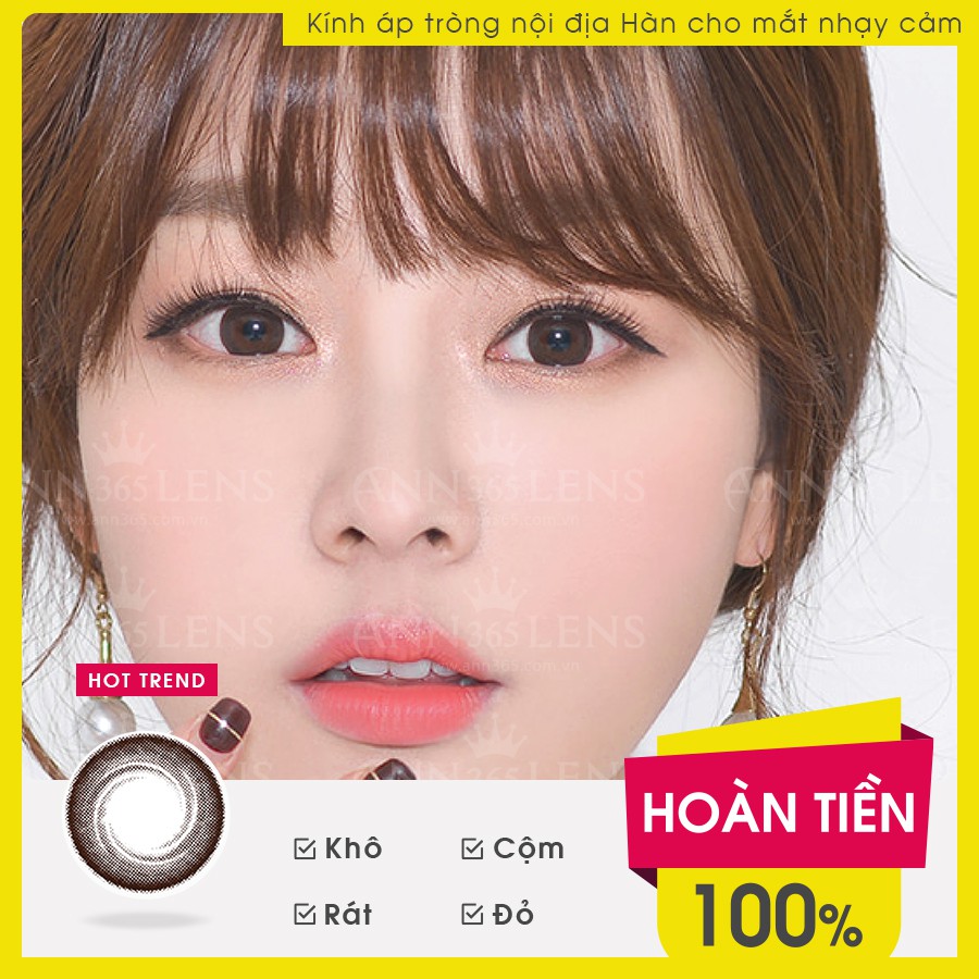 Lens Màu ANN365 Đi Học Đủ Độ Cận (0.0 Đến 10.0) , Kính Áp Tròng Học Sinh Màu Tự Nhiên (Có Bán Lệch Độ)