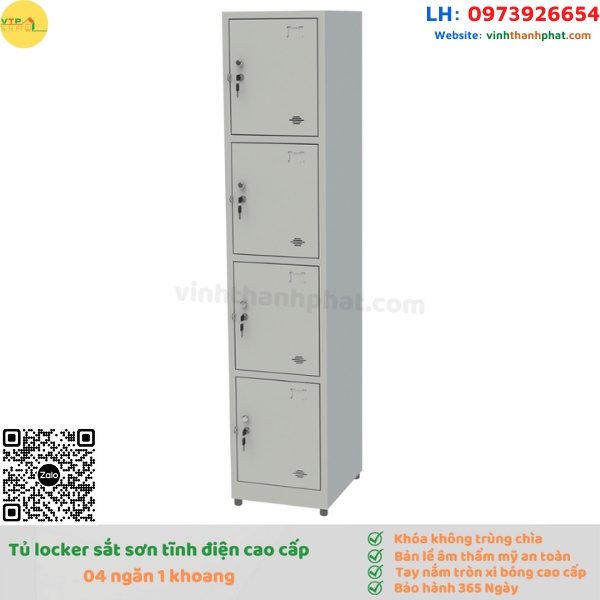 Tủ sắt locker 4 ngăn kiểu TS984-1K