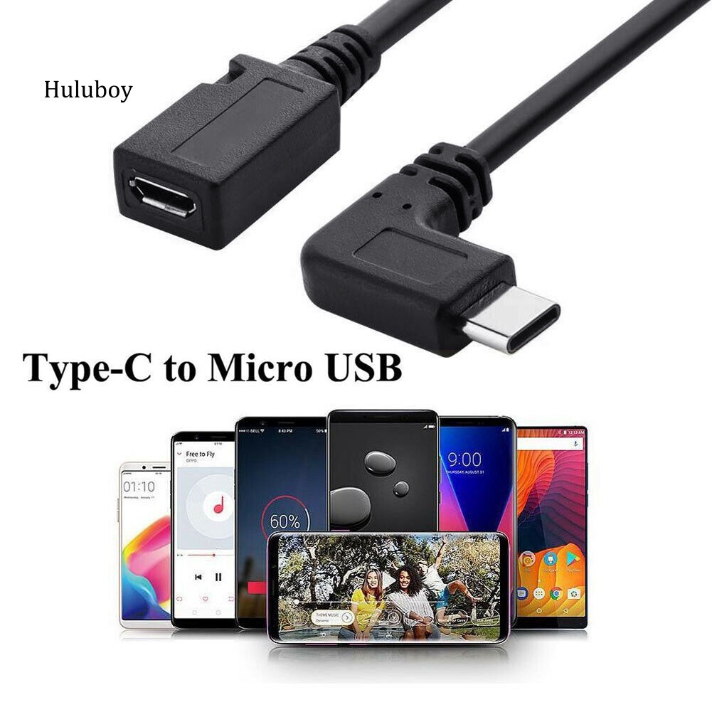 Cáp USB 3.1 Type C đầu góc vuông sang ổ cắm Micro USB 5-Pin kích thước 25cm