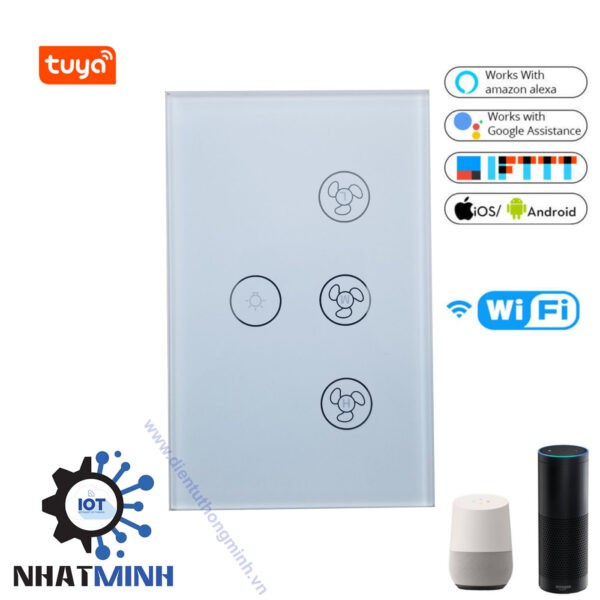 Công Tắc Wifi Tuya Điều Khiển Quạt Trần Có Nút Bóng Đèn Hẹn Giờ Bật Tắt Điều Khiển Từ Xa Bằng Điện Thoại