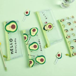[OUYOU]Túi Đựng Bút Trong Suốt In Hình Quả Bơ Dễ Thương