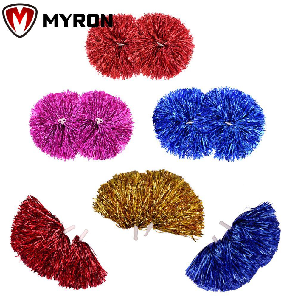 MYRON 6pairs 2 styles Cheerleading Cheering Ball Double hole handle Dance Party Decorator Cheerleader pompoms Fancy Competition Flower Dress Costume Concert Club Sport Supplies