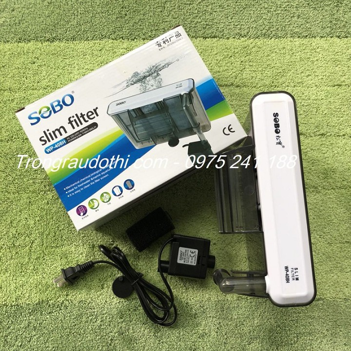 Lọc treo dạng mỏng Sobo WP 308H, 6W, phù hợp cho bể cá cảnh 30-40cm, rất gọn nhẹ, hiệu quả