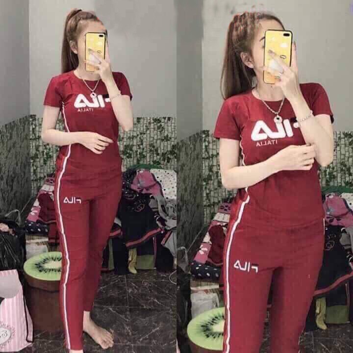 Đồ bộ nữ vải cotton thieu logo mềm mại thoáng mát không xù không chùn | BigBuy360 - bigbuy360.vn