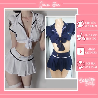 Bộ Đồ Ngủ Cosplay Sexy Tiếp Viên Hàng Không Cơ Trưởng - P0lice Xanh  - QUIN BEE