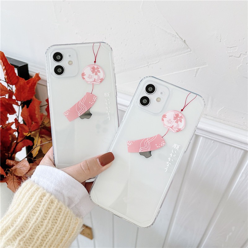 Ốp điện thoại TPU dẻo vuông chống sốc họa tiết chuông gió điều ước retro cho iPhone 12 11 Pro Max X XS Max XR 8 7 Plus