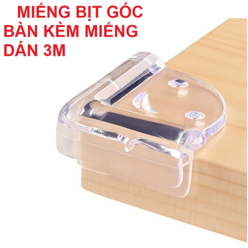 Bộ 8 nắp che góc cạnh bàn bằng silicon bảo vệ trẻ em kèm miếng dán 3M