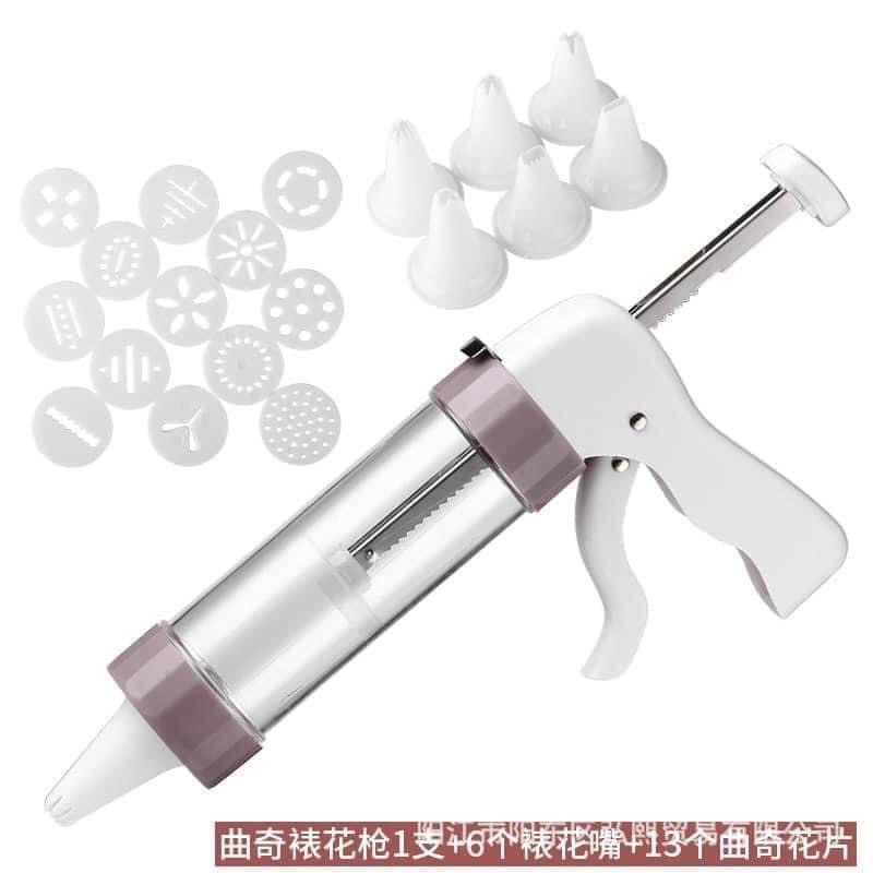 SÚNG LÀM BÁNH KÈM KHUÔN 20 CHI TIẾT TẠO HÌNH CỰC ĐẸP( KHUÔN LÀM BÁNH KÈM SÚNG)