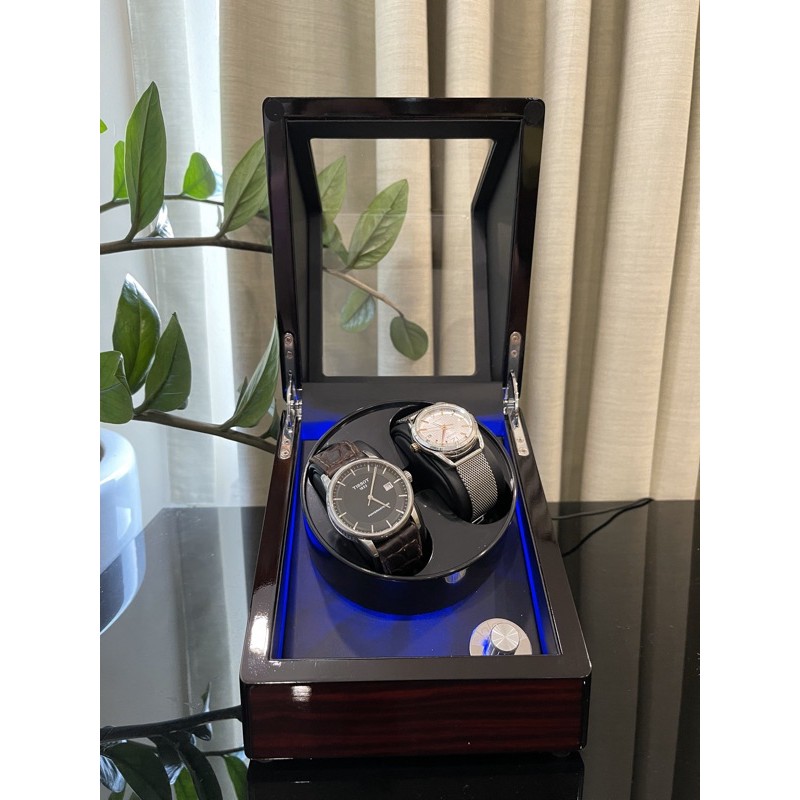 Hộp đồng hồ cơ xoay 2 có đèn led ⚠️Freeship⚠️