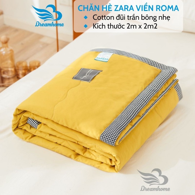 Chăn hè cotton đũi Zara Home viền roma trần bông mềm mịn