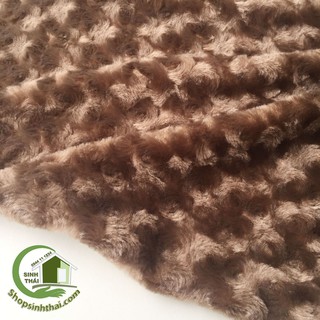 Vải lông bông hồng màu nâu - vải lông may gấu bông, quần áo, nón mũ, gối trang trí [ 50cm x khổ 1,8m]