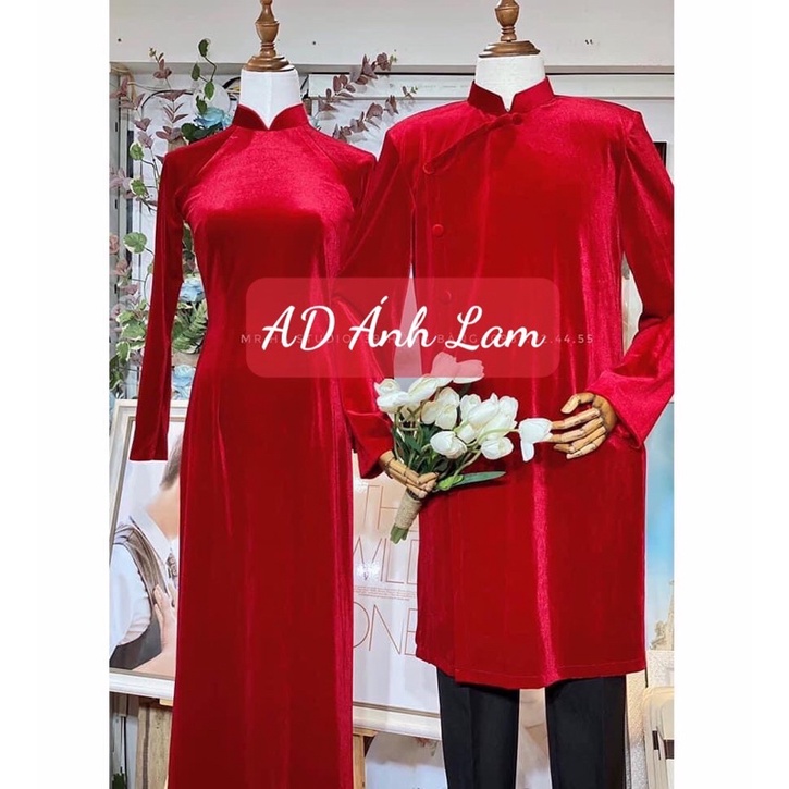 CẶP ÁO DÀI NHUNG TRƠN [kèm hình thật]