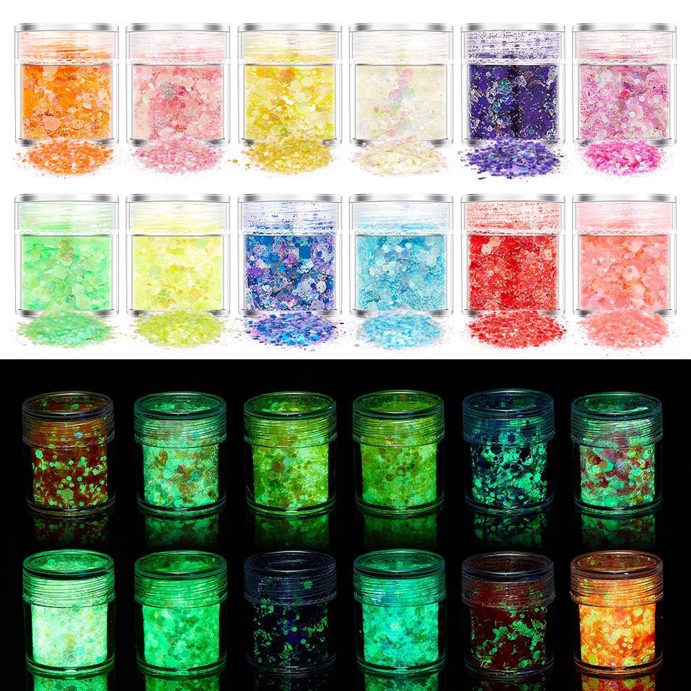 1 Hộp Bột Kim Tuyến Neon Hình Lục Giác Màu Neon Làm Móng Nghệ Thuật Thời Trang
