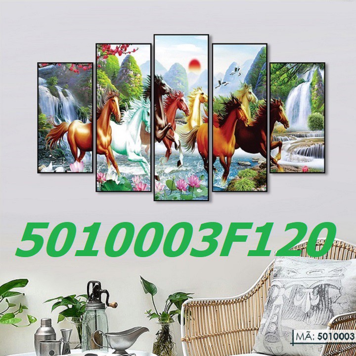 5 Tấm Tranh treo tường Bát Mã Truy Phong trang trí phòng ngủ khách làm việc 5010003P90