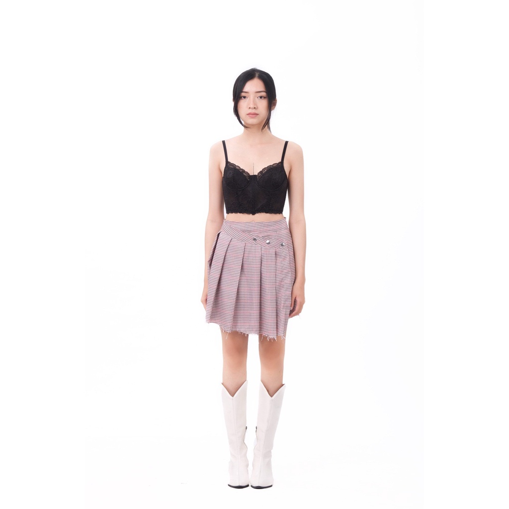 Váy Wyrmwod Xếp Ly Tà Xéo Ngắn