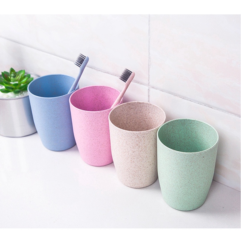 Cốc Đựng Trà / Cà Phê / Sữa / Bàn Chải Đánh Răng Bằng Nhựa Lúa Mì Thân Thiện Với Môi Trường Màu Be Cho Nhà Bếp