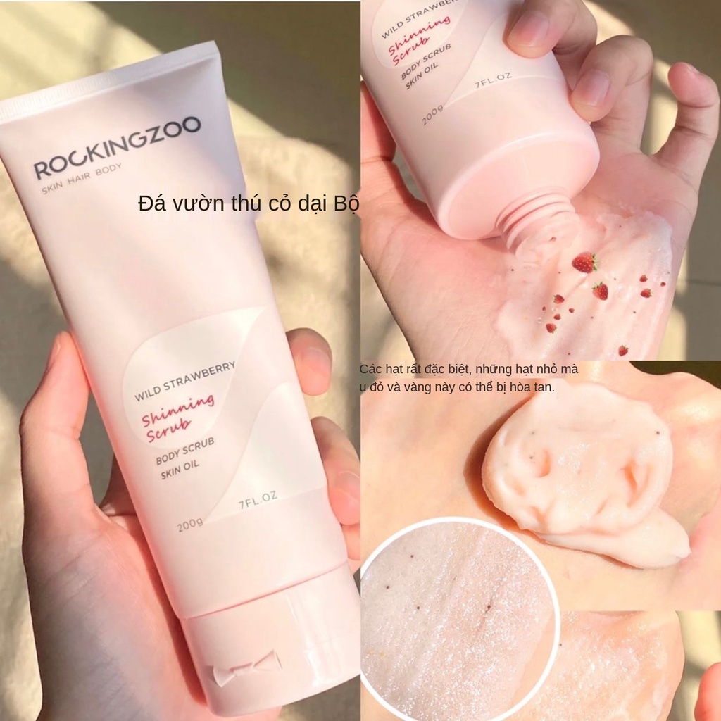 Sữa tắm tẩy tế bào chết toàn thân Rock Zoo chính hãng Wild Strawberry Body Peeling da gà Zhao Lu Sinen