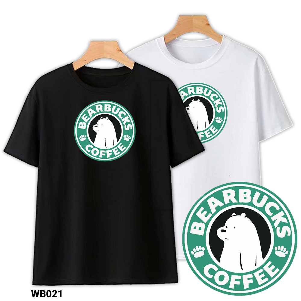 Áo Thun Cotton Ba Con Gấu Bearbucks Unisex Nam Nữ Trắng Đen