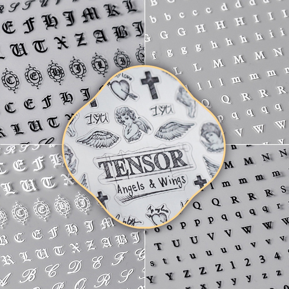 1 Miếng Dán Trang Trí Móng Tay Trong Suốt In Chữ Tiếng Anh / Biểu Tượng 5D Diy