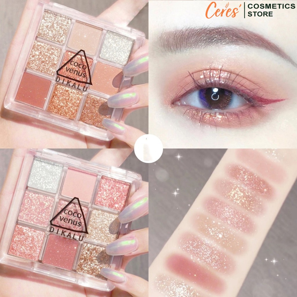 Phấn Mắt Dikalu 💕𝑭𝒓𝒆𝒆𝒔𝒉𝒊𝒑💕 Bảng Mắt Nhũ Coco Venus 9 Ô Vuông Màu Nhũ | BigBuy360 - bigbuy360.vn