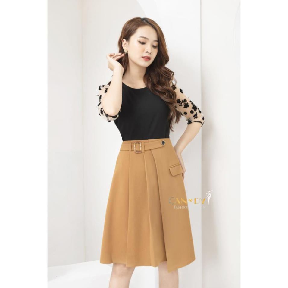 Chân Váy VNXK Cao Cấp - Chân Váy Thiết Kế  Xếp Ly Phối Đai Chữ A Sieu Sang Cho Nàng Công Sở - TINI Shop | BigBuy360 - bigbuy360.vn