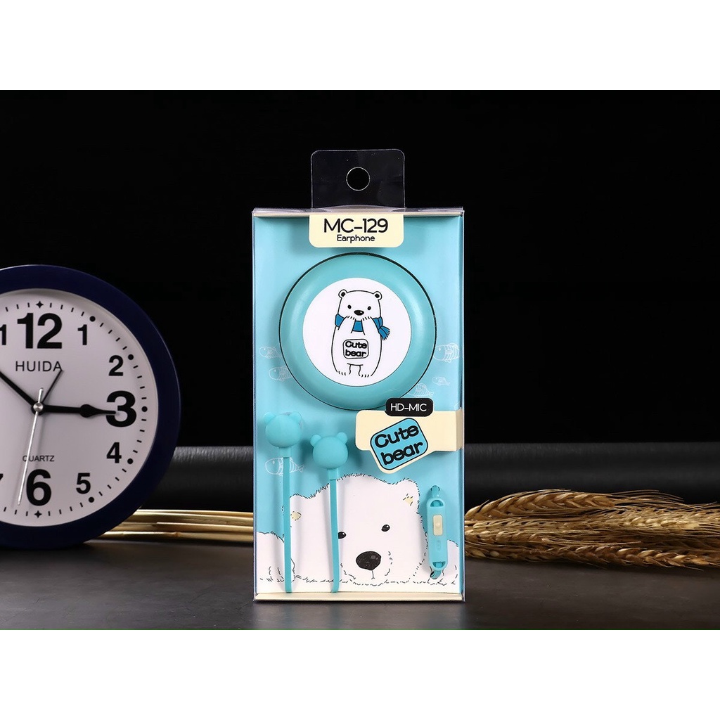 🔥SO CUTE🔥 Tai nghe nhét tai có dây có mic MC 129 kiêm hộp đựng tai nghe siêu kute, âm thanh cực đỉnh - BH 6T