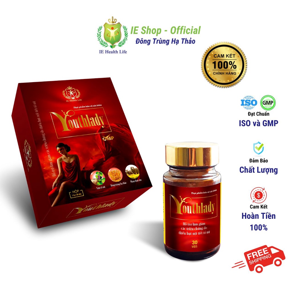 Viên uống tăng cường nội tiết tố nữ YouthLady - tăng cường sinh lý nữ (Sản phẩm đạt chuẩn GMP) - hộp 30 viên
