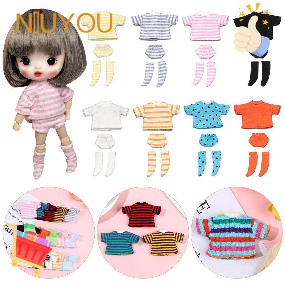 Phụ kiện áo thun/bộ quần áo có vớ vải cotton chất lượng cao tự trang trí cho búp bê OB11 1/11 1/12