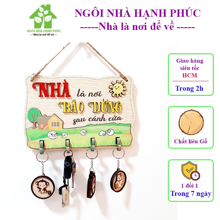 Bảng gỗ decor trang trí nhà cửa  Mẫu BM_180 Chủ đề NHÀ LÀ NƠI BÃO DỪNG SAU CÁNH CỬA