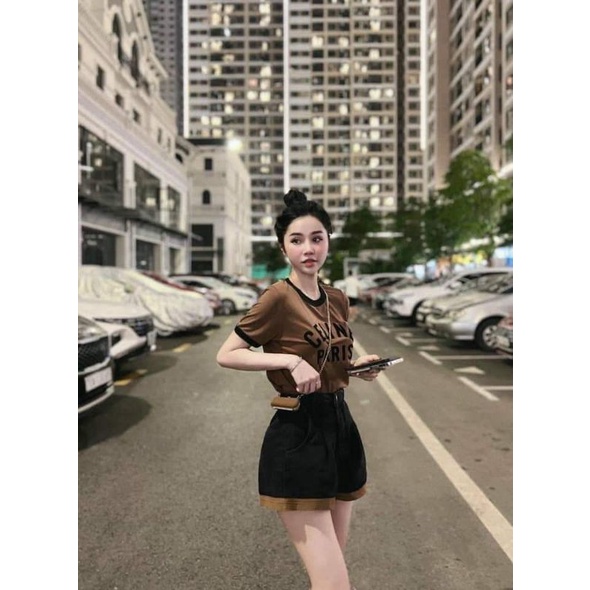 Quần sooc jeans pha gấu kèm đai xích túi hàng QCL1