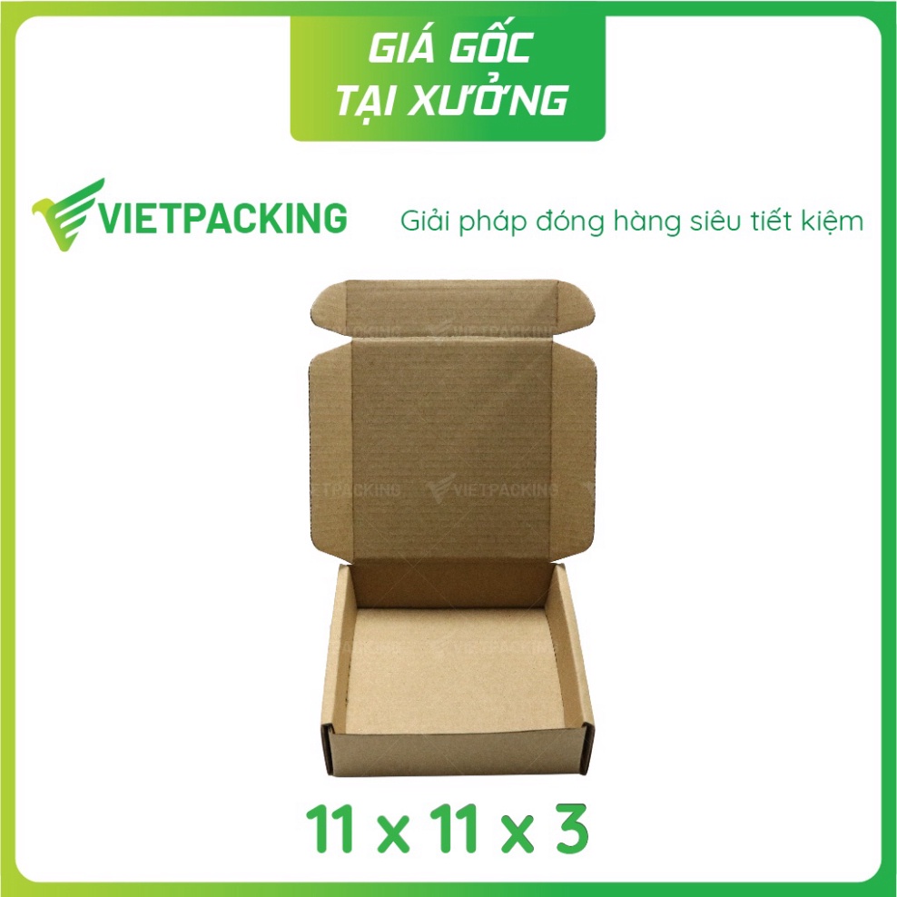 11x11x3 - 50 hộp carton nắp gài hông nhỏ gọn, đẹp S236