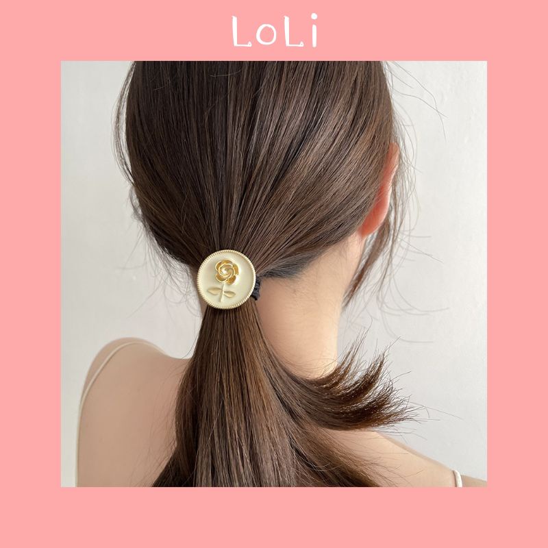 Dây cột tóc hình hoa hồng phong cách vintage Hàn Quốc