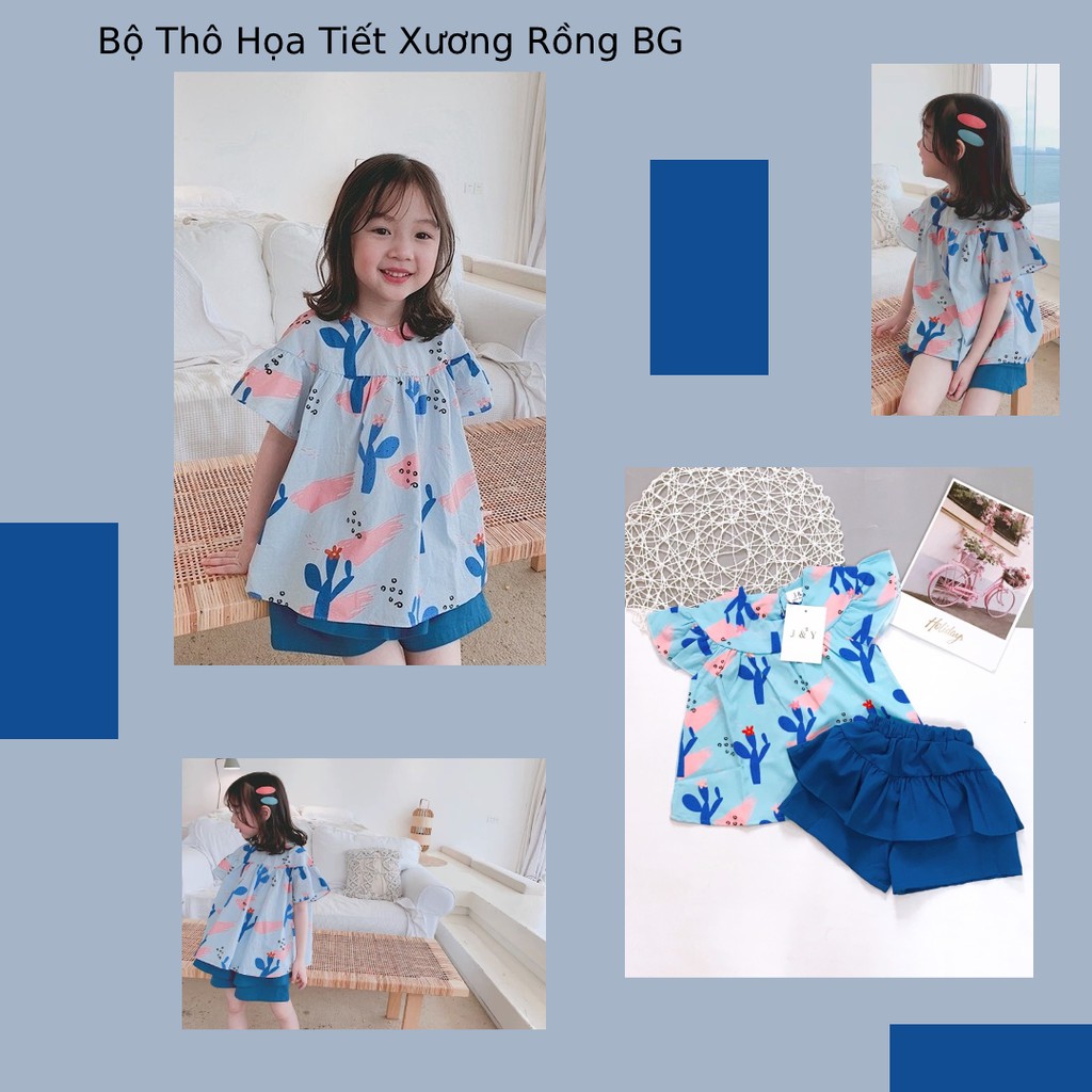 BÁN SỈ BỘ ÁO HOA XANH QUẦN BÈO TẦNG BÉ