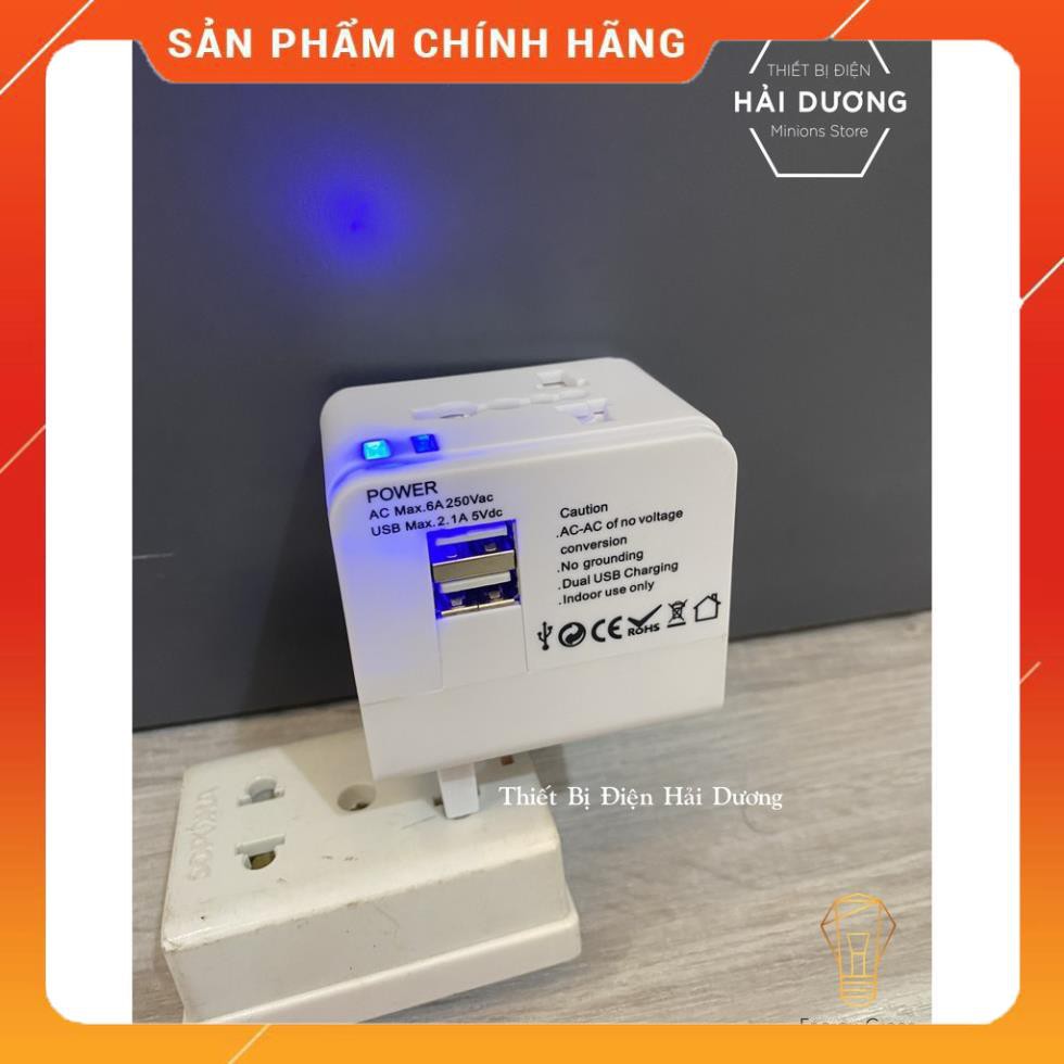 Ổ cắm điện quốc tế du lịch đa năng OC-122 2 cổng USB Travel AC Adapter - Có Video - BH 1 năm - Energy Green Lighting