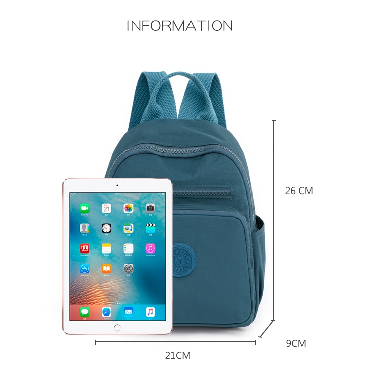 Ba Lô Nylon Siêu Nhẹ Nhiều Ngăn Màu Sắc Đơn Giản Dành Cho Nữ