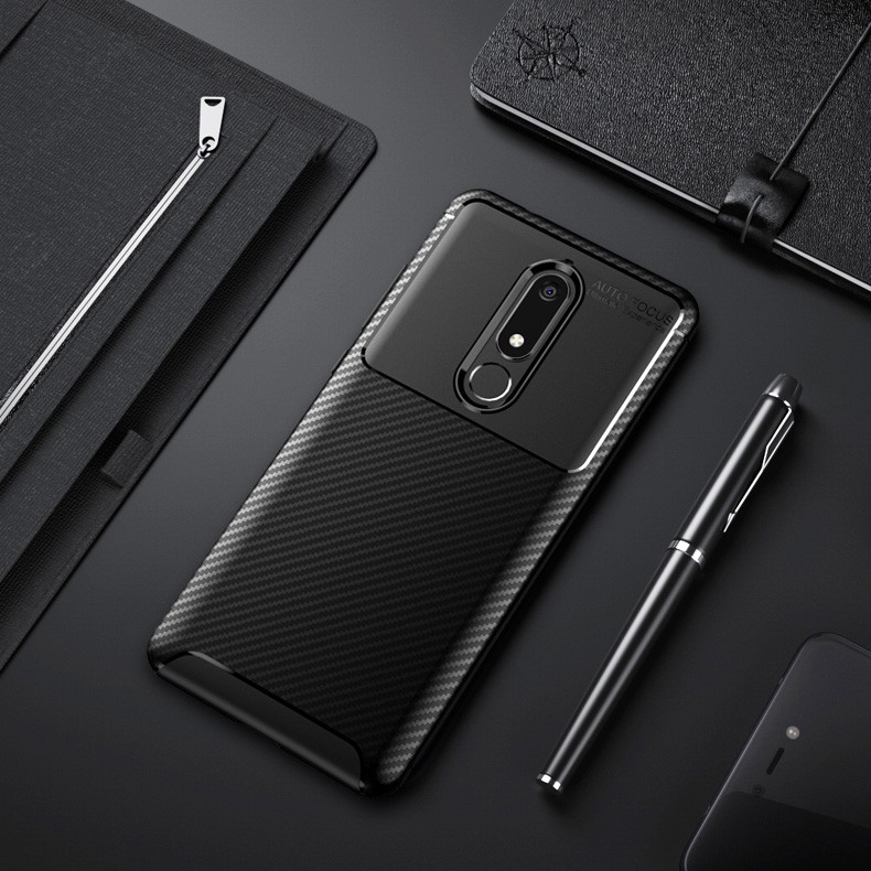 Ốp lưng sợi cacbon xước ngang chống bám bẩn cho điện thoại Nokia 5.1 3.1 2.1 7.1 8.1