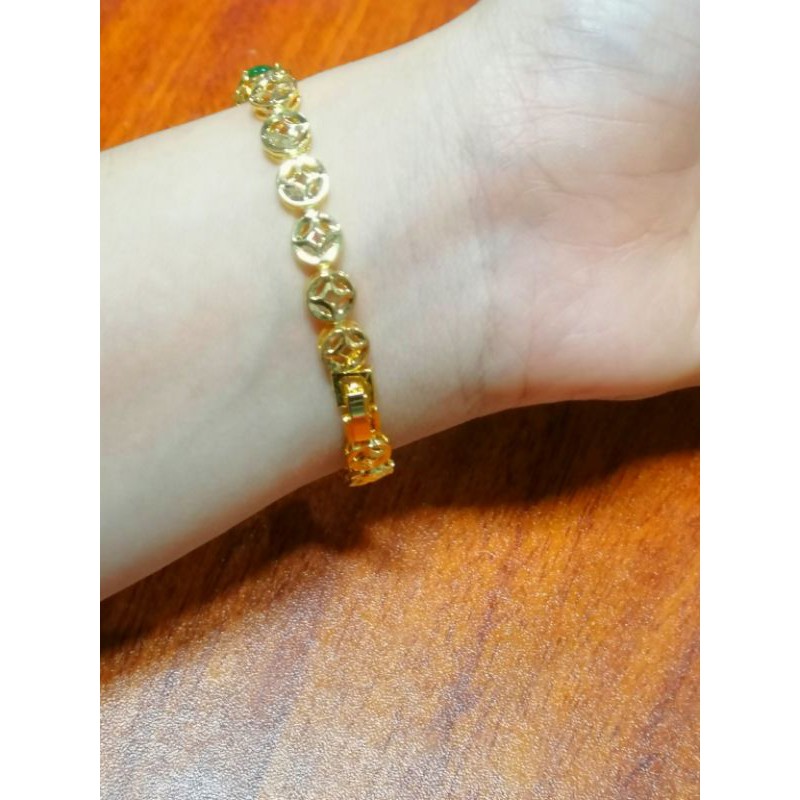 Lắc tay kim tiền ❤ Lắc tay nữ mạ vàng gắn đá thiết kế sang trọng