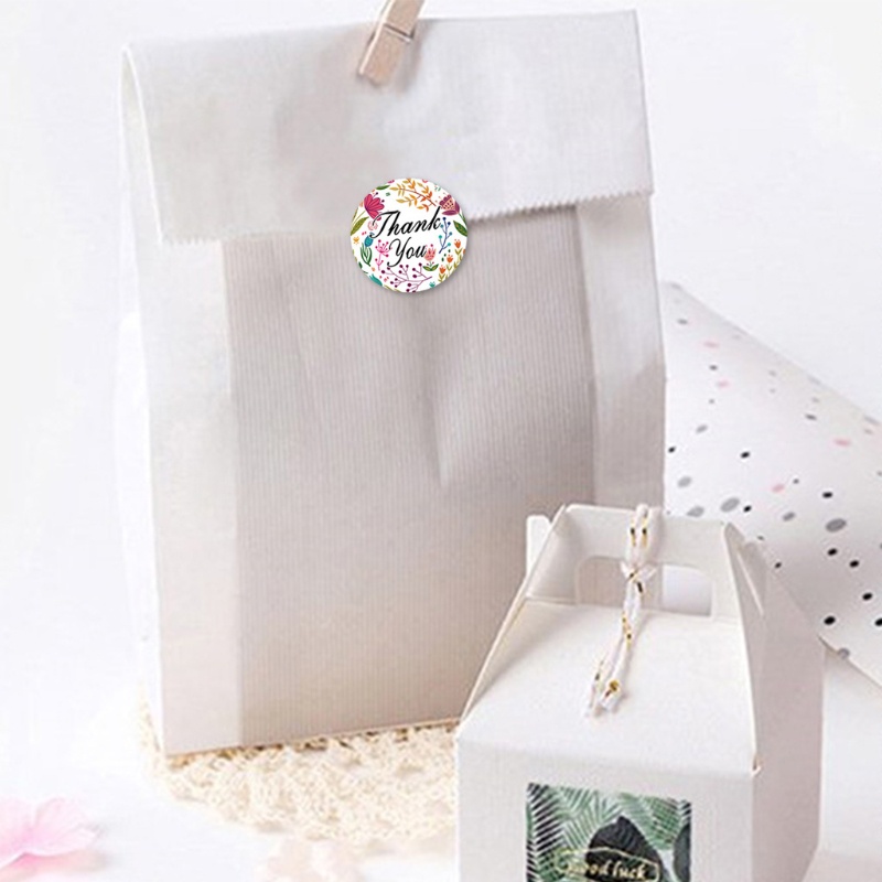 Set 60 Tờ Nhãn Dán Tròn In Chữ Thank You Nhiều Màu Sắc