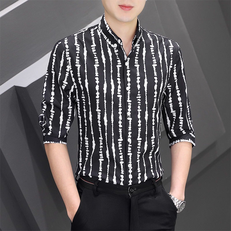 Áo Sơ Mi Lụa Lạnh Dáng Ôm Chống Nhăn Thời Trang Công Sở Dành Cho Nam Giới