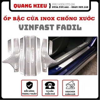Bộ ốp chống trầy bậc cửa Vinfast fadil chất  inox (tặng kèm keo tăng dính)