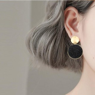 ColorbobღVintage Round Plush Sequins Stud Earrings Simple Geometric Earrings