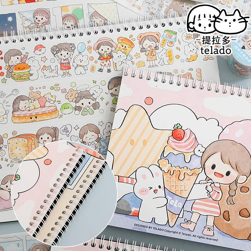 ⭐ iLado ⭐ telado Thỏ kem  A5/B5 sổ tay tài khoản tay sáng tạo dễ thương vở kẻ ngang sổ ghi chép notebook  sổ ghi chép sổ tay ghi chép vở lò xo kẻ ngang sổ lò xo kẻ ngang marker học văn phòng phẩm sổ ghi chú sticker tập vở